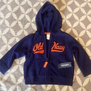 Old Navy Kids Dark Blue Hoodie with Orange Accents